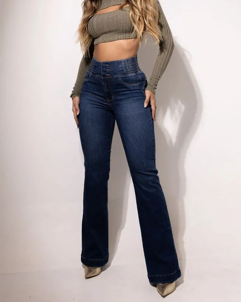 Kit 2 Calças Jeans Flare Modeladora de Cintura Alta