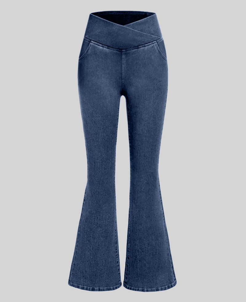 Kit 2 Calças Jeans de Cintura Alta Cruzada