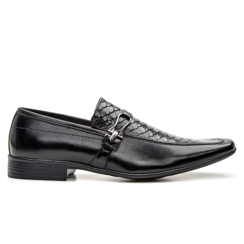 Sapato Social Vanguarda Preto Textura de Cobra - 4603