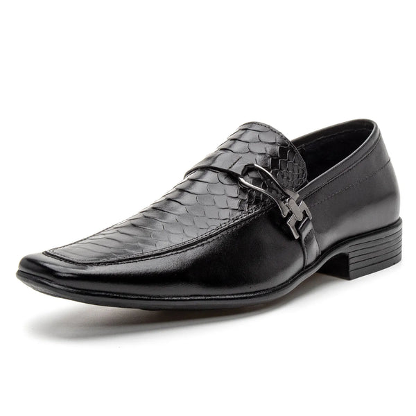 Sapato Social Vanguarda Preto Textura de Cobra - 4603
