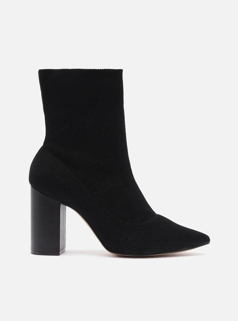 Skinny Boot Preta Knit Salto Bloco Helena